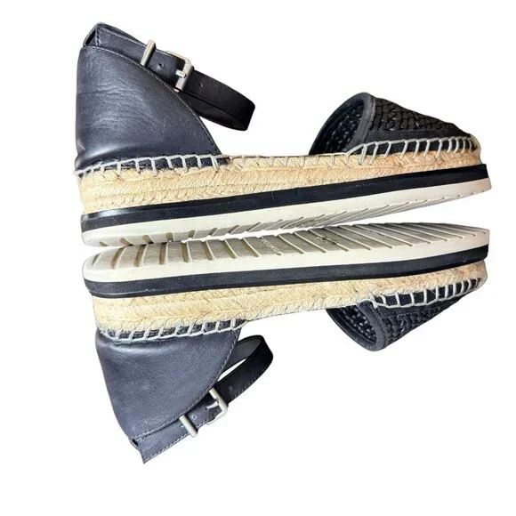 Vince Camuto Size 6 Bredenna Black Beige Espadrille Ankle Strap Sandals Women’s - Picture 8 of 8